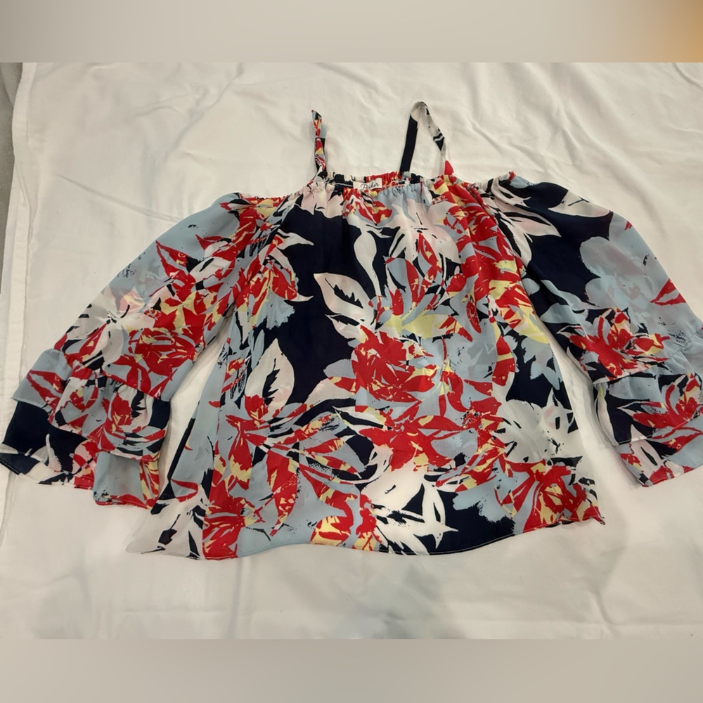 Parker Red and Blue Floral Blouse